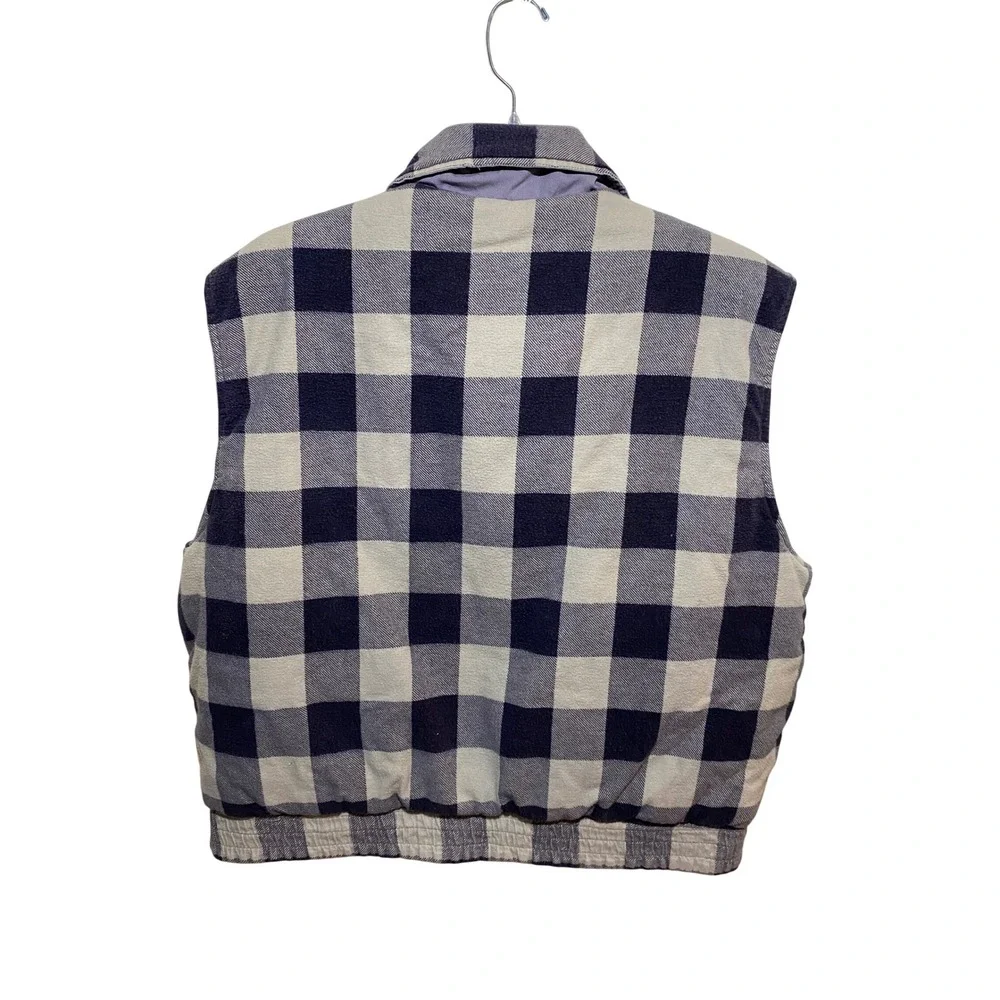 Woodland Reversible Utility Vest Mens XL Grey Twill Buffalo Plaid Flannel Pocket